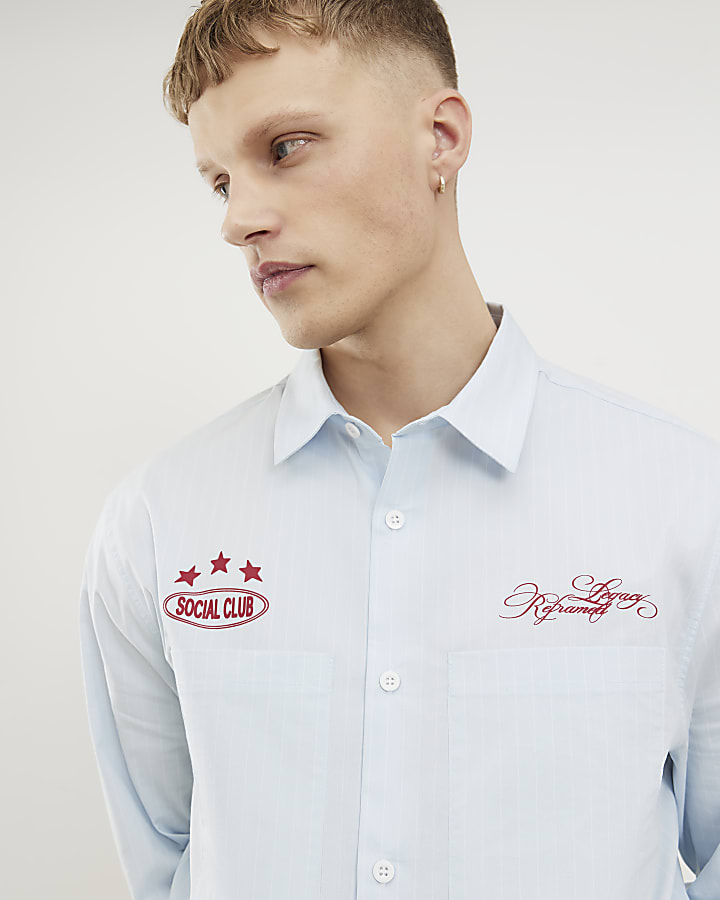 blu regular fit graphic maglietta a righe