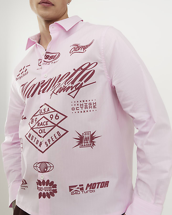 rosa regular fit graphic maglietta a righe