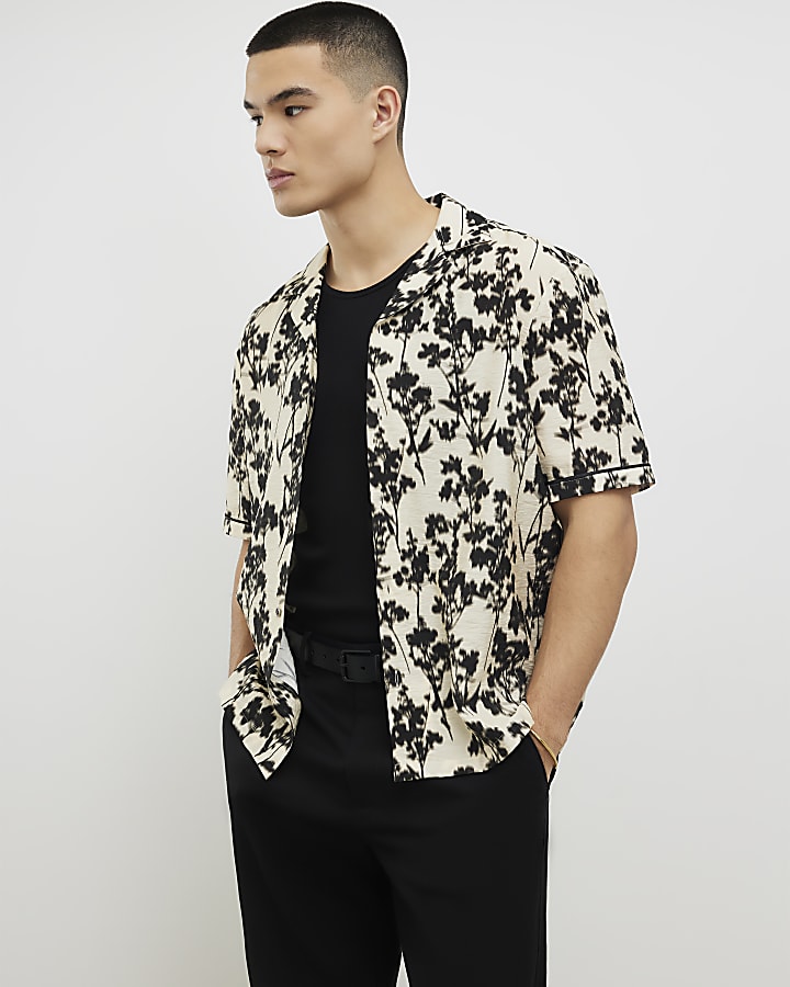 crema di regular fit camicia floreale