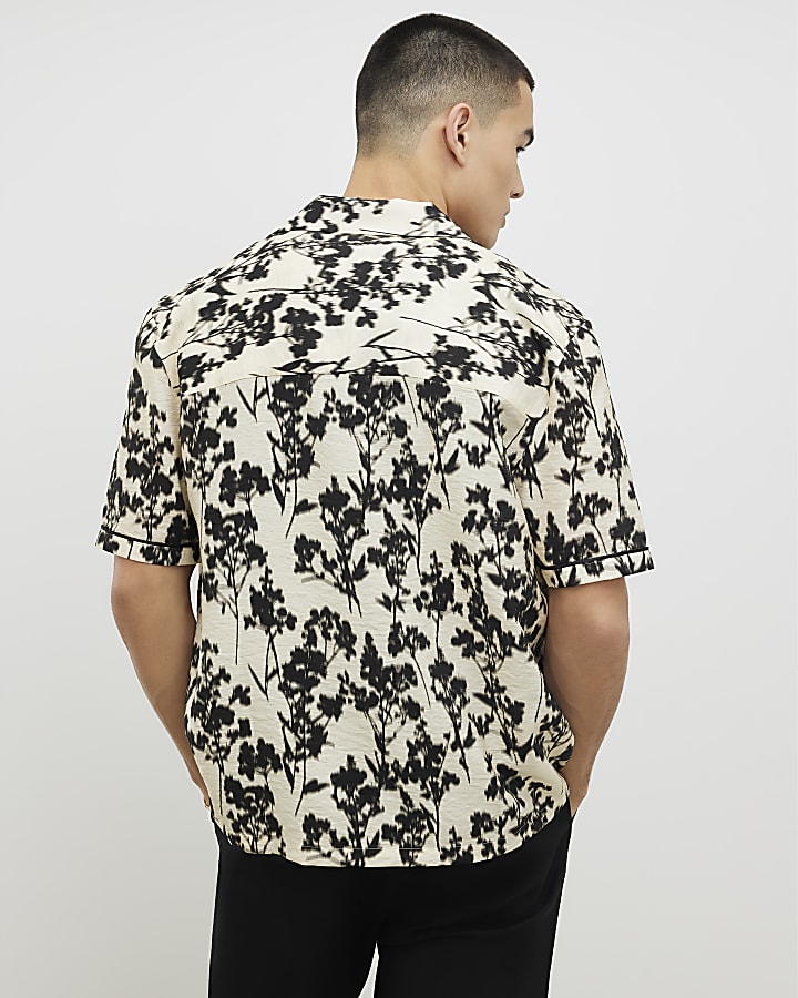crema di regular fit camicia floreale