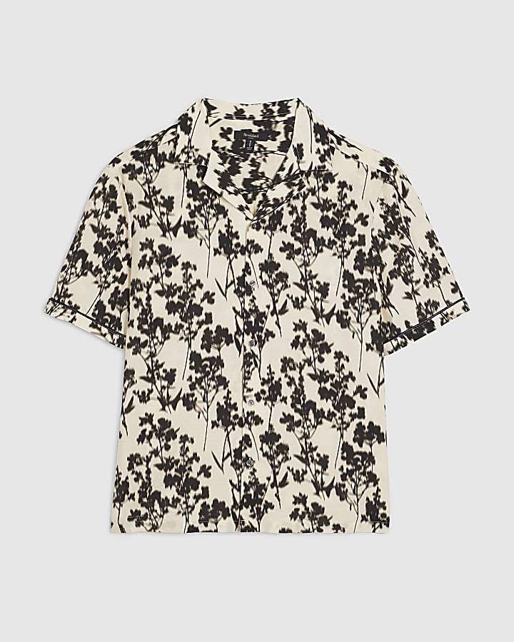 crema di regular fit camicia floreale