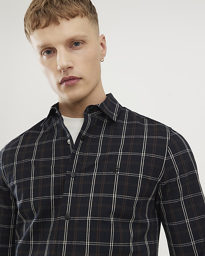 nero slim fit camicia check