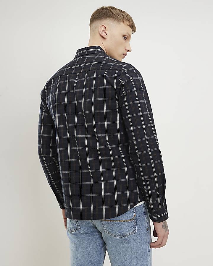 nero slim fit camicia check