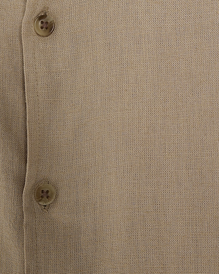 beige regular fit camicia di lino