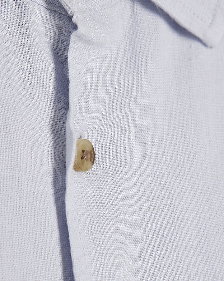 blu regular fit camicia di lino