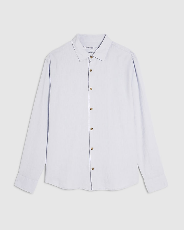 blu regular fit camicia di lino