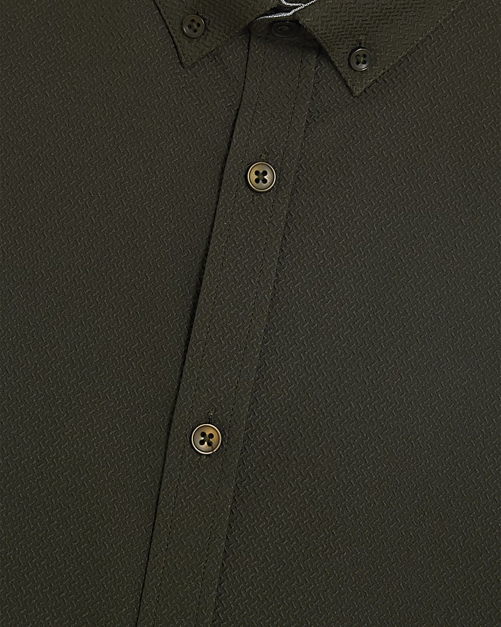 kaki a maniche lunghe con texture muscle fit shirt