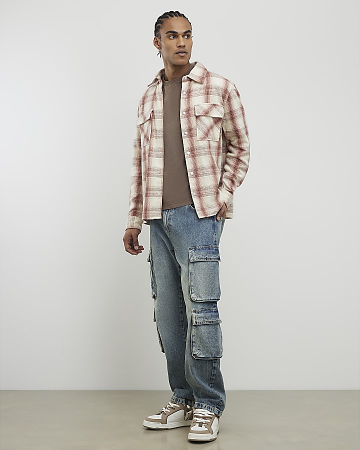 rosa regular fit check doppia tasca della camicia