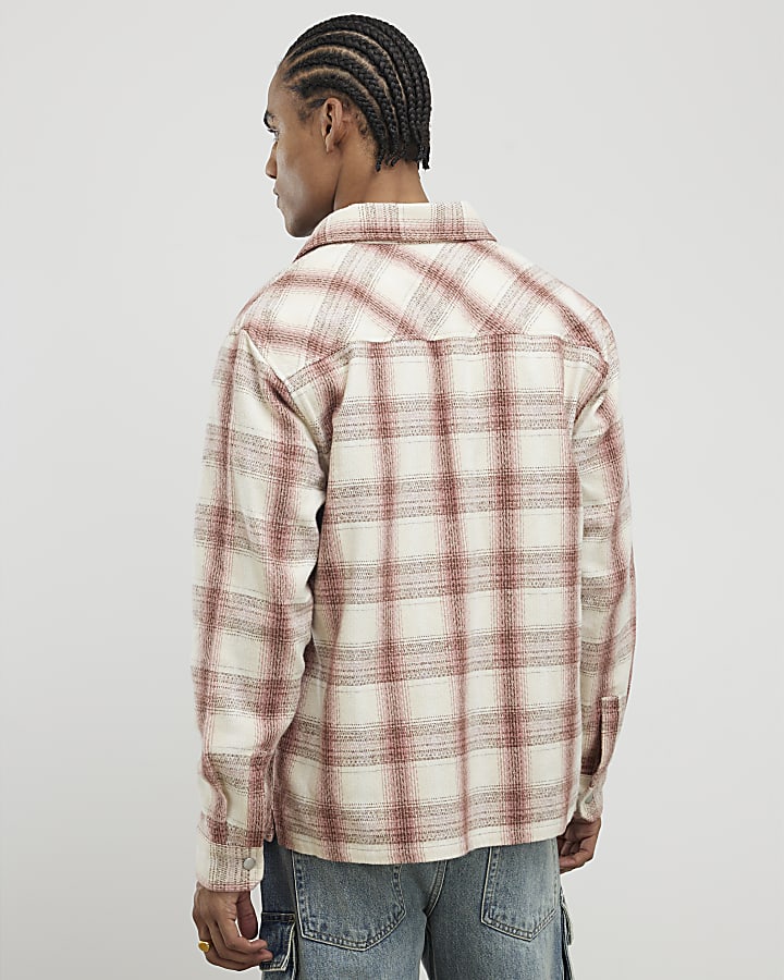 rosa regular fit check doppia tasca della camicia