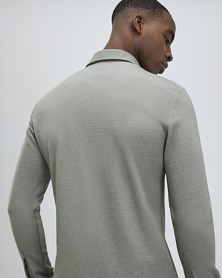 green muscle fit camicia in piquet