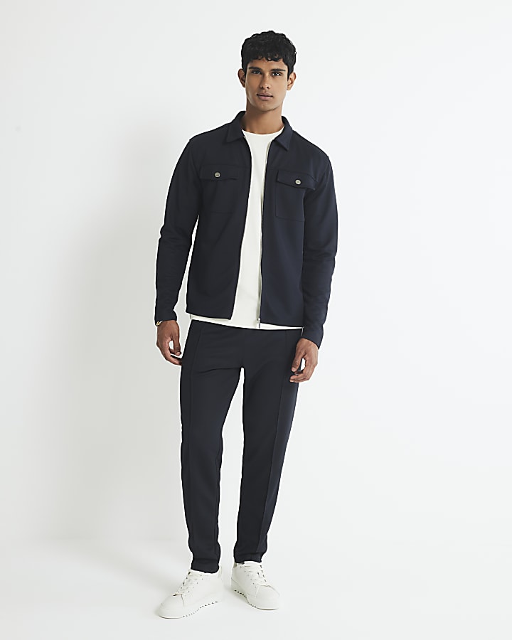 navy slim fit doppia tasca overshirt