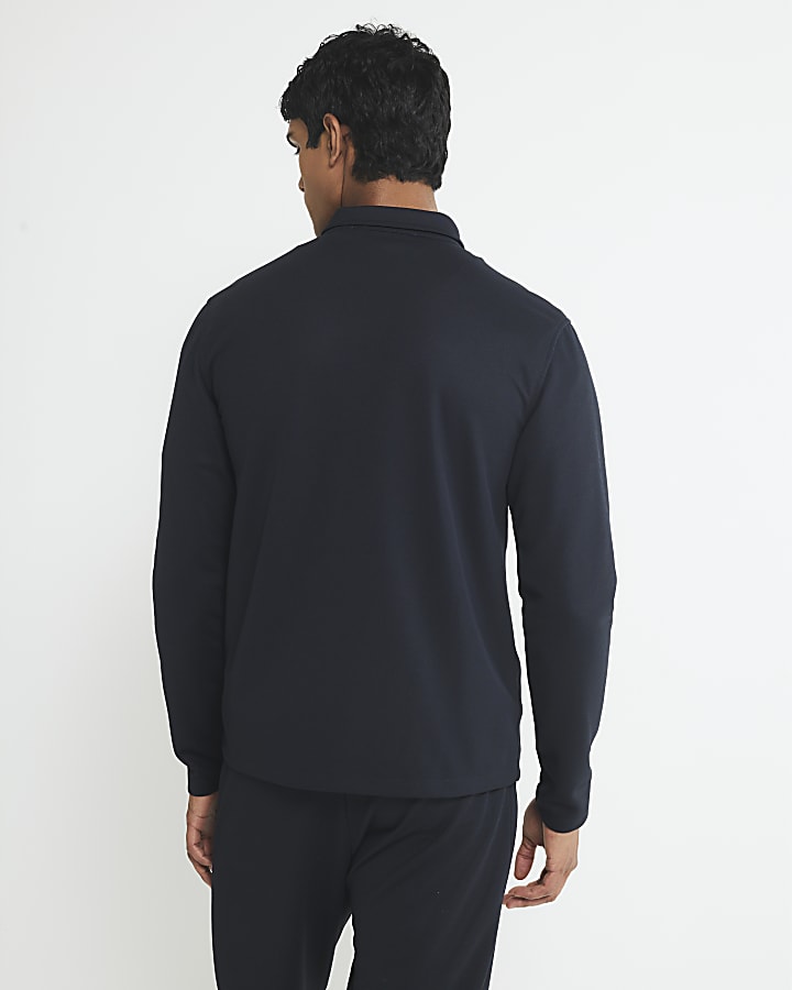 navy slim fit doppia tasca overshirt