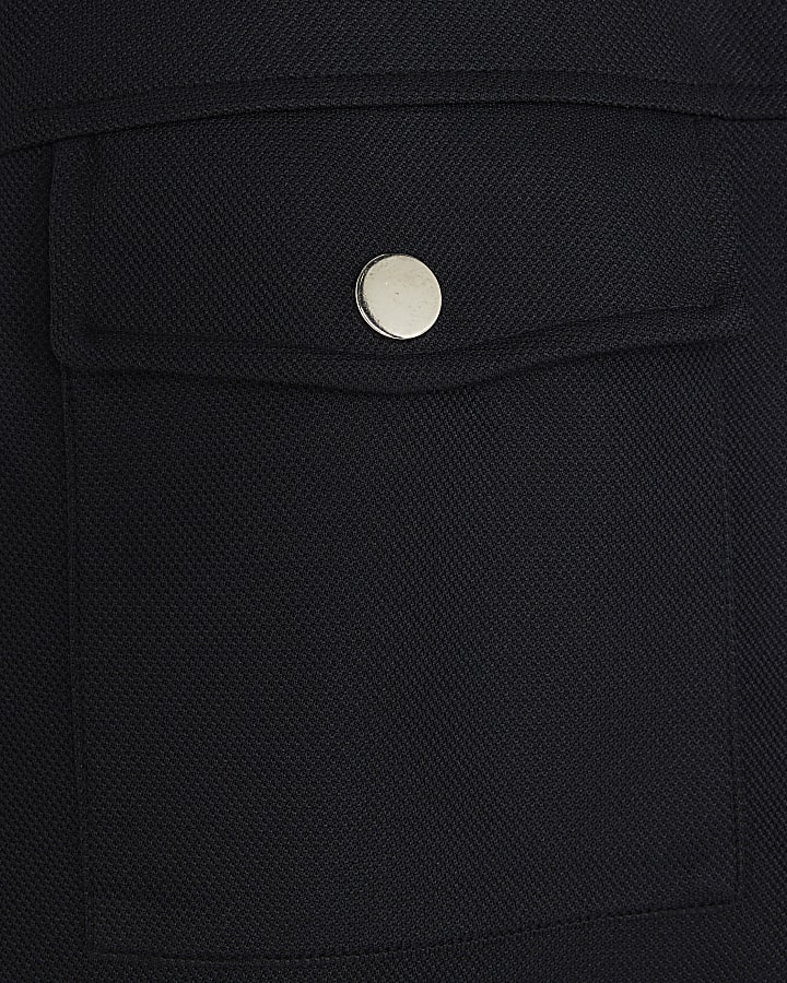 navy slim fit doppia tasca overshirt