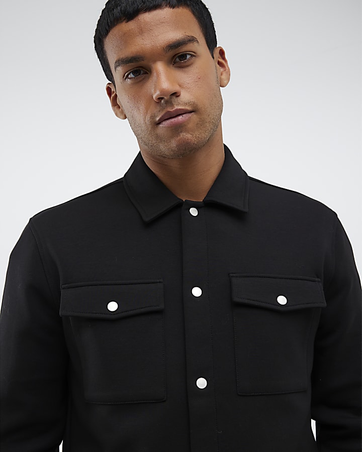 nero slim fit con colletto overshirt