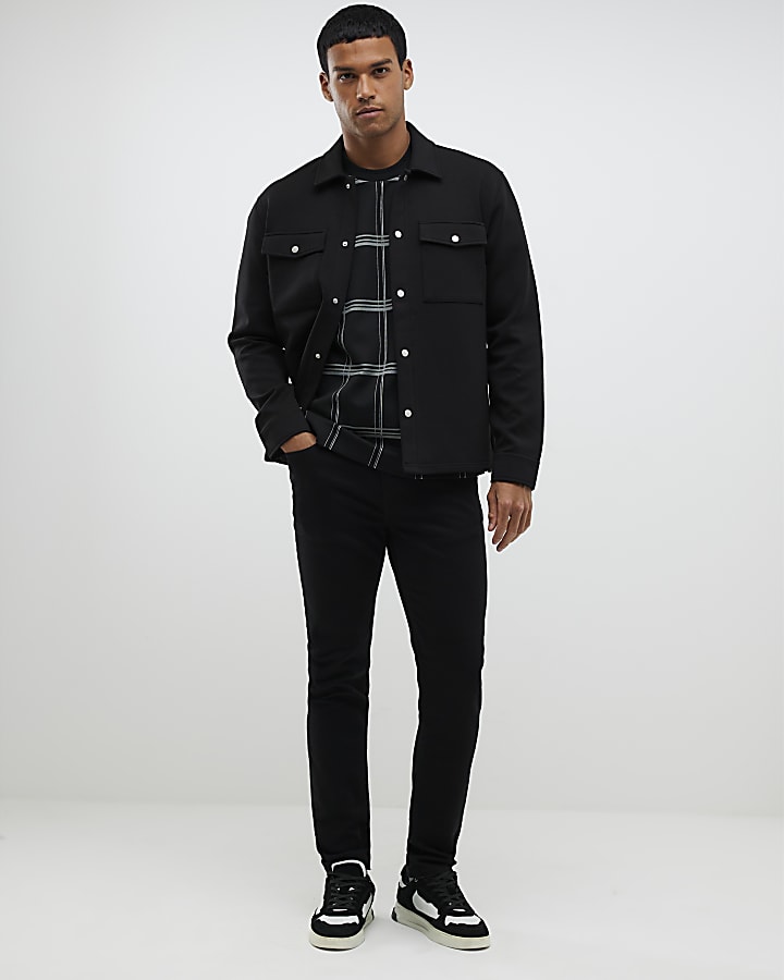nero slim fit con colletto overshirt