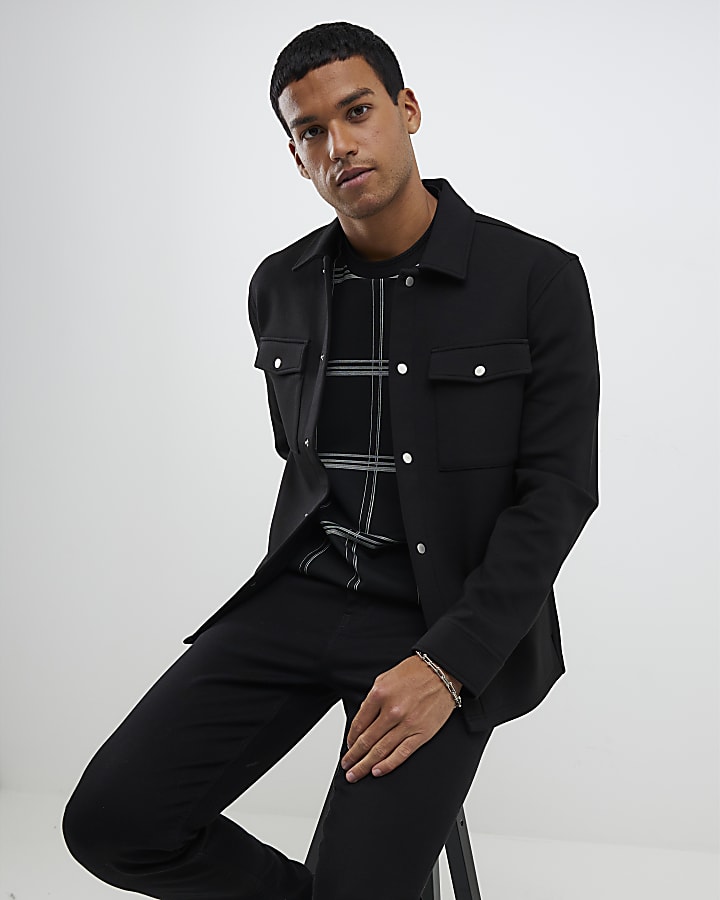 nero slim fit con colletto overshirt