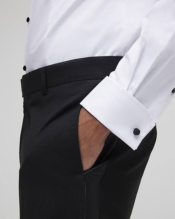 bianco pique slim fit camicia formale