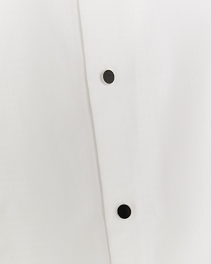 bianco pique slim fit camicia formale