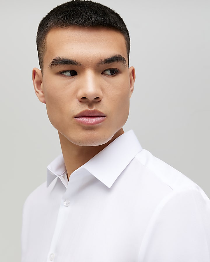 bianco slim fit premium manica lunga shirt