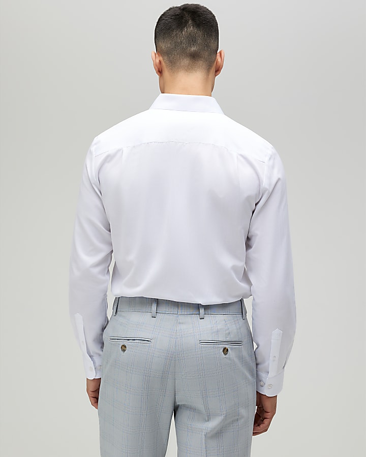 bianco slim fit premium manica lunga shirt
