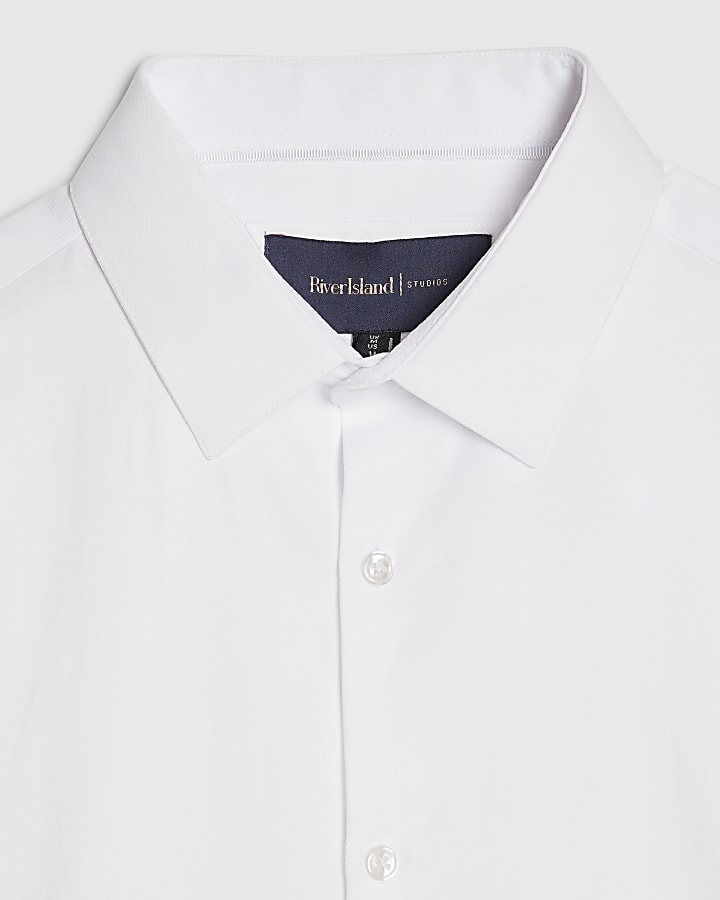 bianco slim fit premium manica lunga shirt