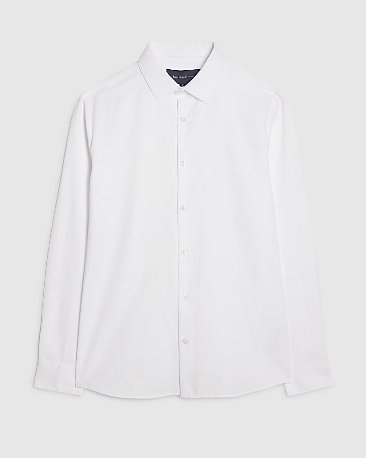 bianco slim fit premium manica lunga shirt