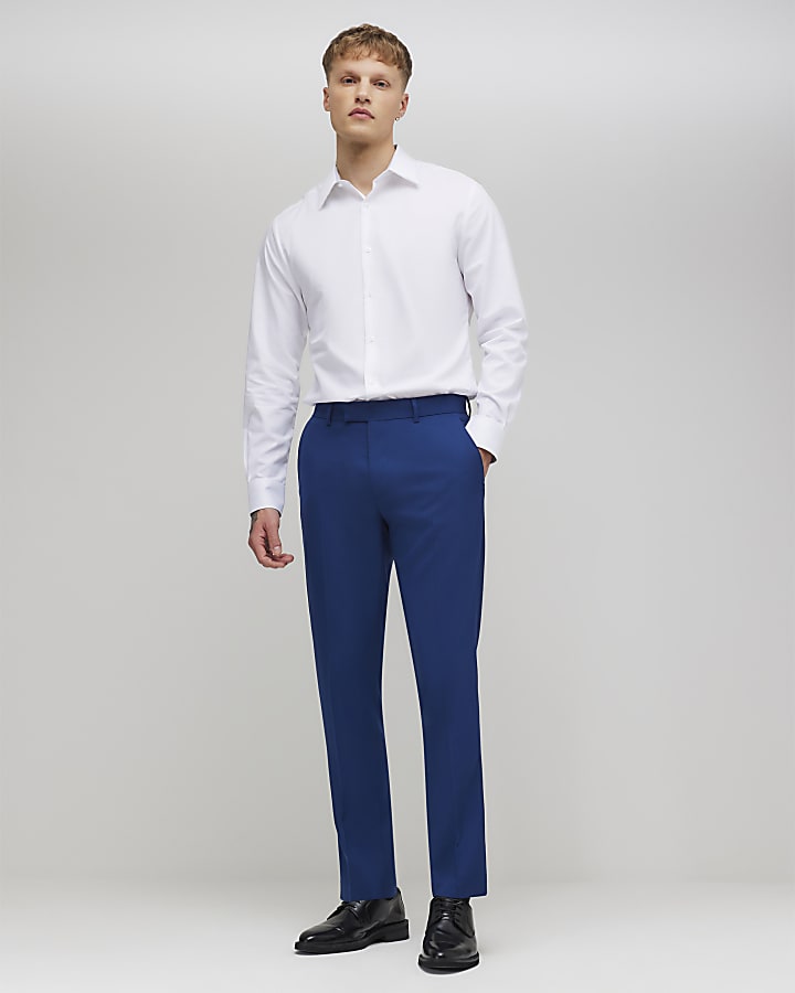 bianco slim fit a contrasto maglia trim