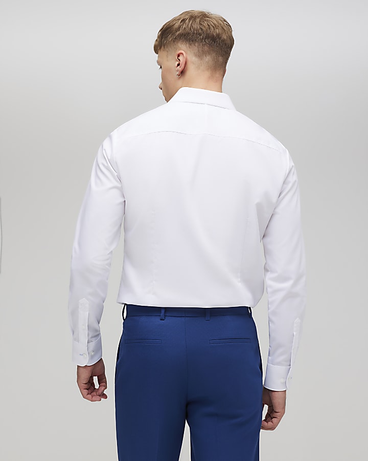 bianco slim fit a contrasto maglia trim