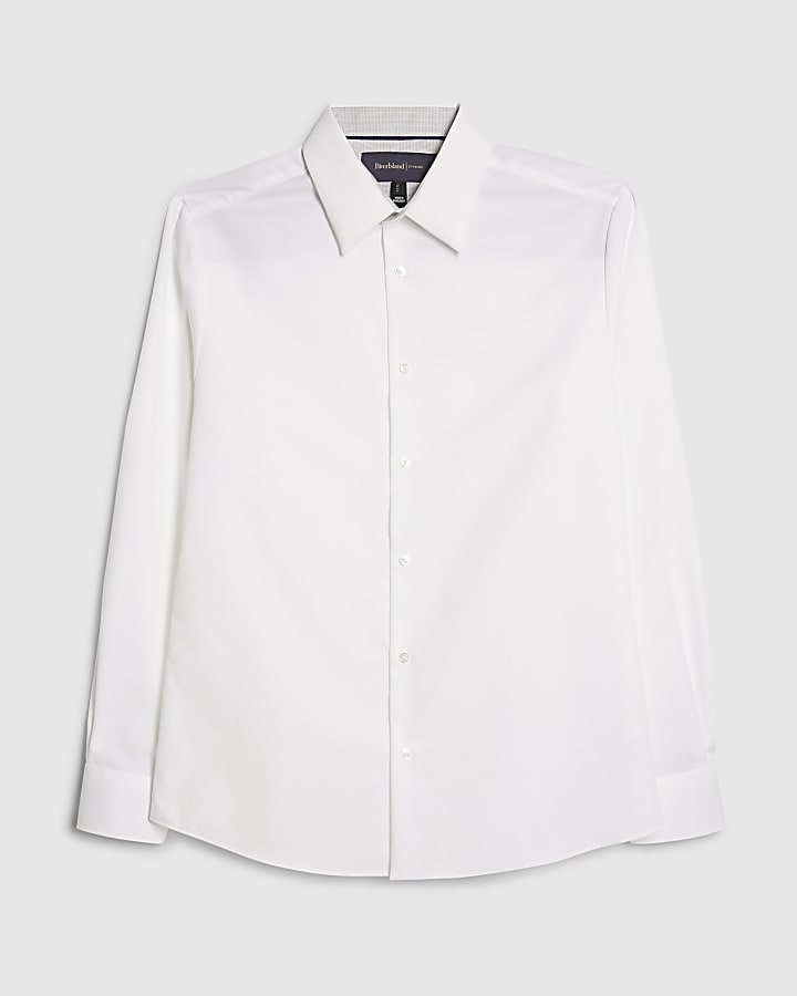 bianco slim fit a contrasto maglia trim