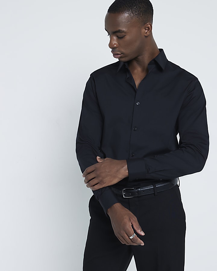 nero slim fit camicia manica lunga