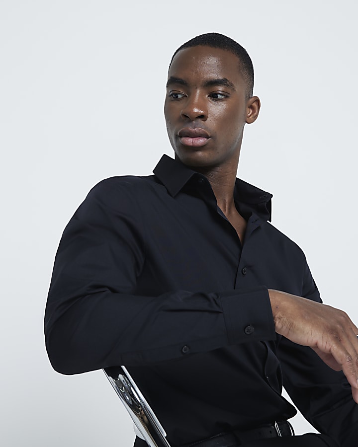 nero slim fit camicia manica lunga