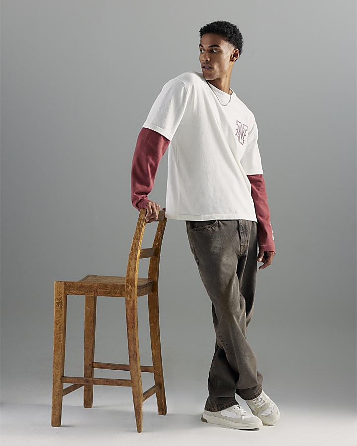 marrone lavato i jeans loose fit