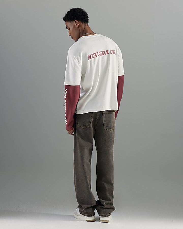 marrone lavato i jeans loose fit