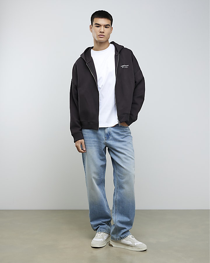 blu loose fit mid wash jeans