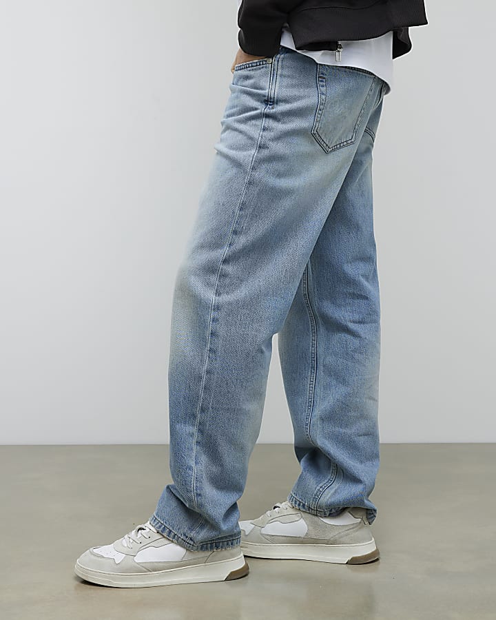 blu loose fit mid wash jeans