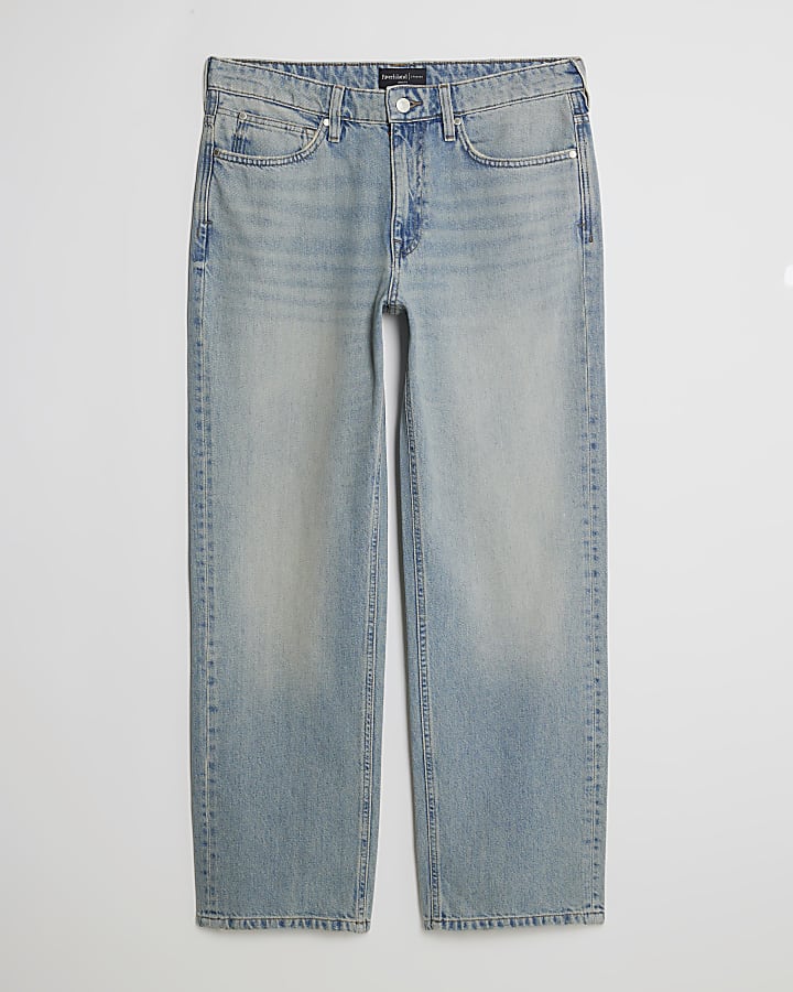 blu loose fit mid wash jeans