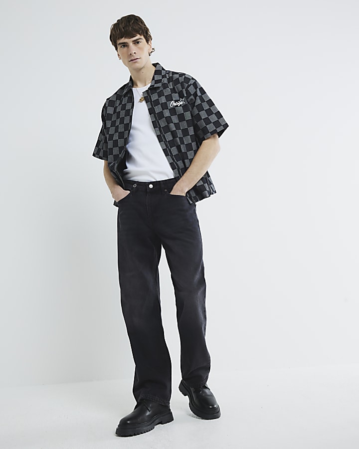 nero lavato loose fit jeans