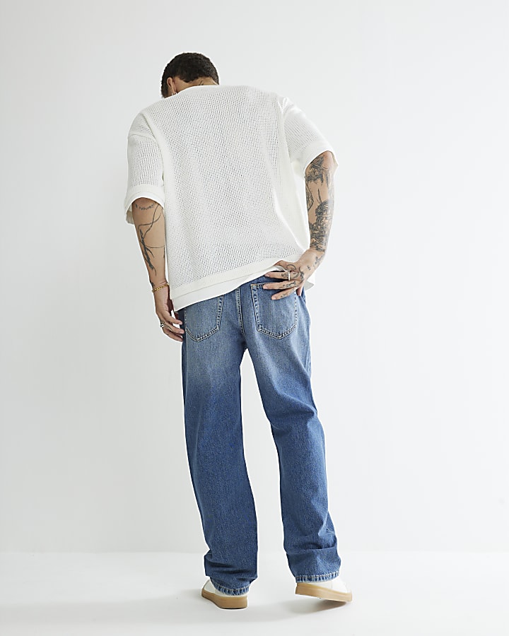 blu loose fit mid wash jeans