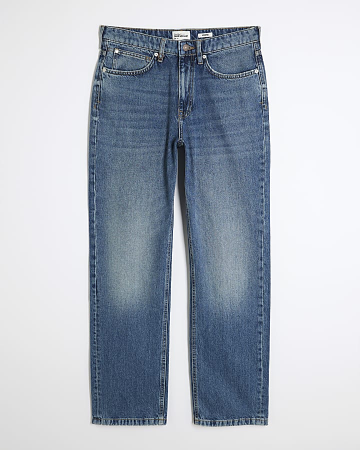 blu loose fit mid wash jeans