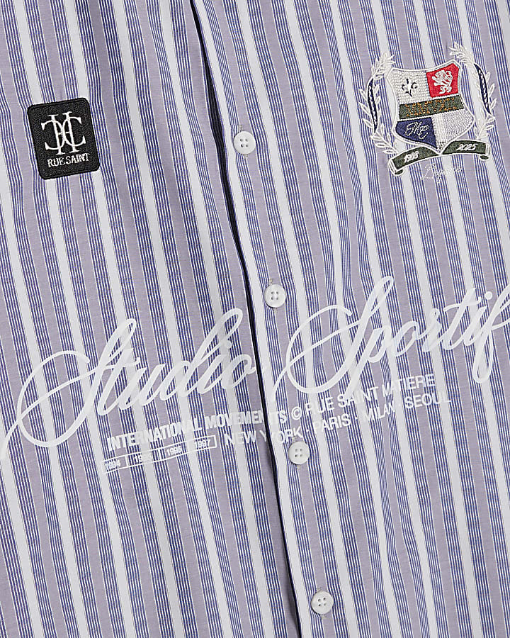 blu manica corta a righe shirt targate