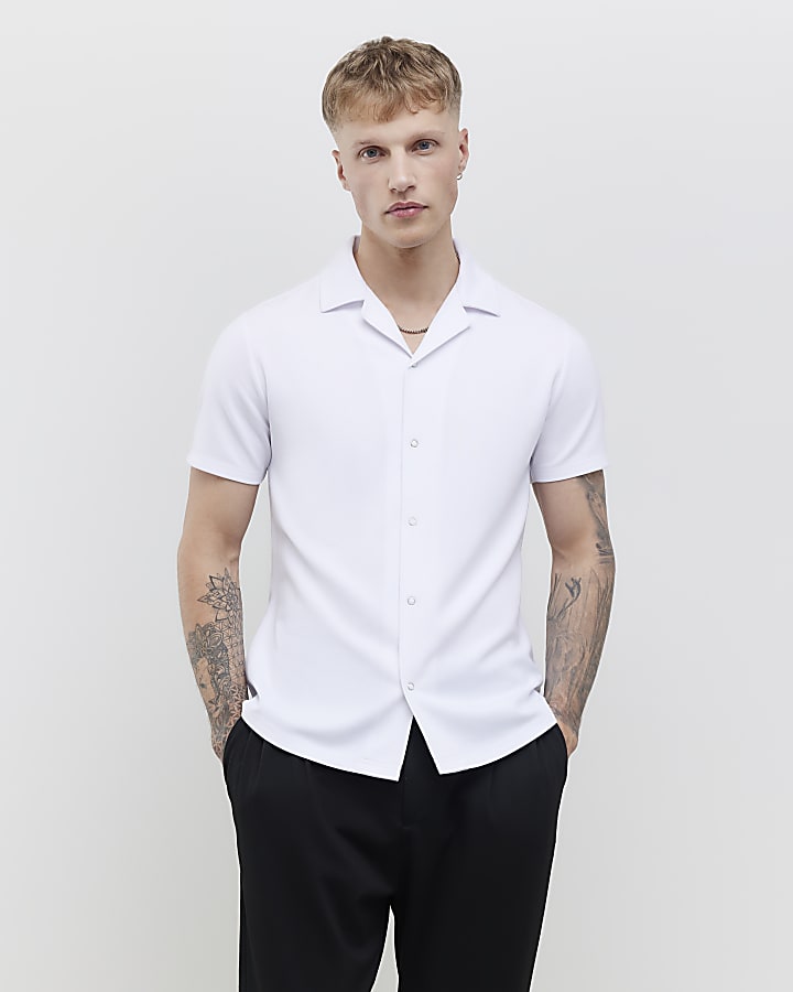 white muscle fit anello batter docchio shirt