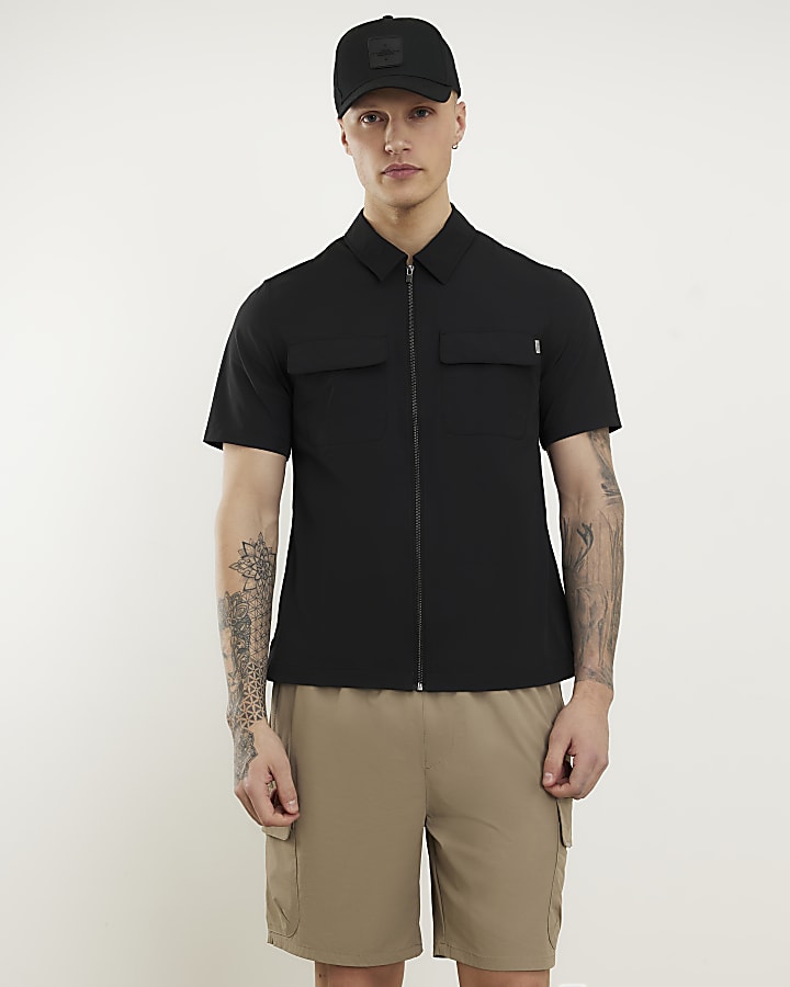 nero muscle fit zip shirt
