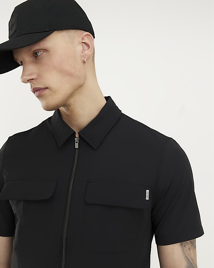 nero muscle fit zip shirt