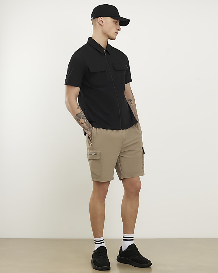 nero muscle fit zip shirt