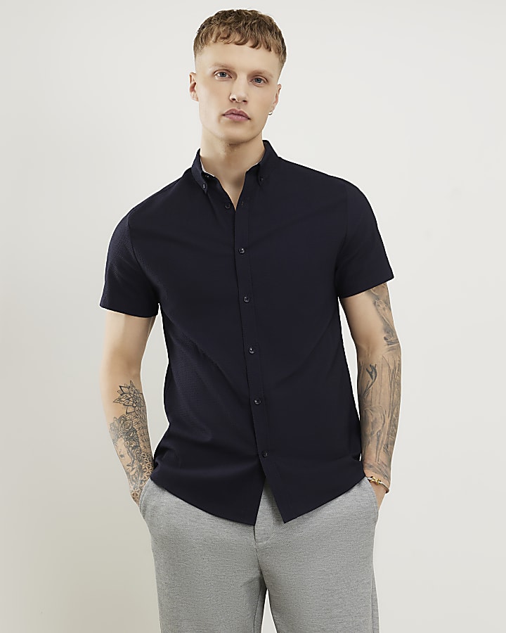 marina muscle fit shirt testurizzata