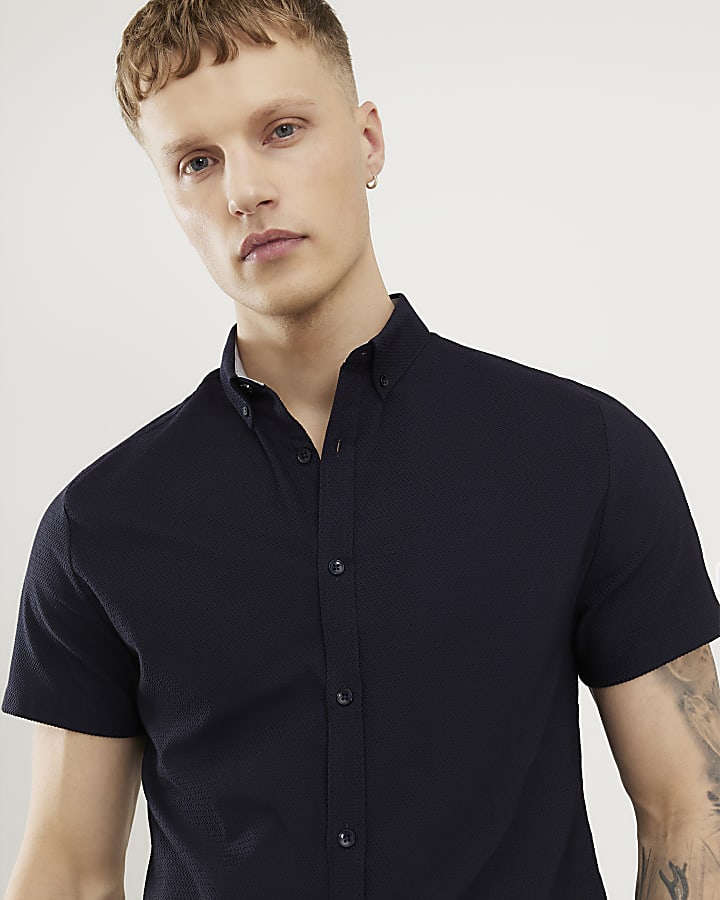 marina muscle fit shirt testurizzata