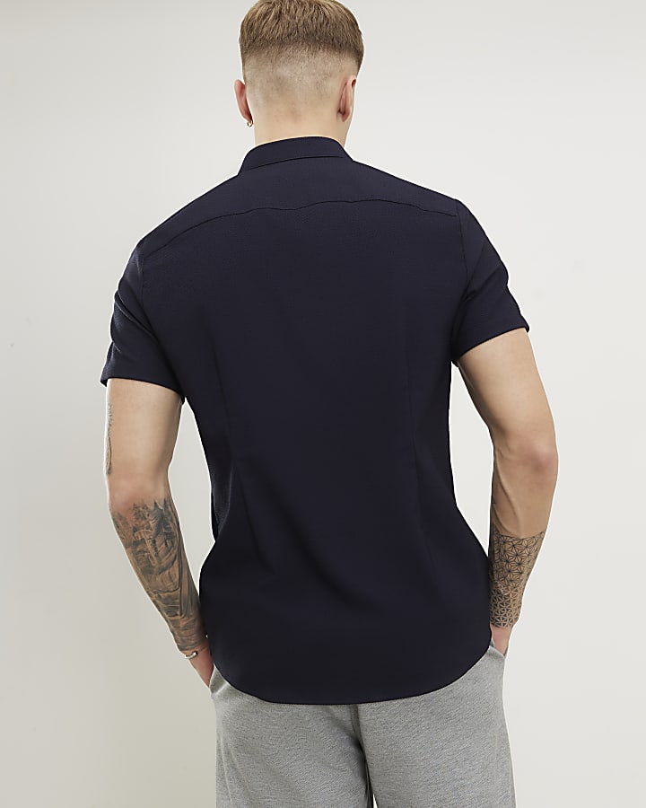 marina muscle fit shirt testurizzata