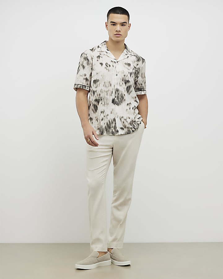 bianco regular fit offuscata animal print shirt