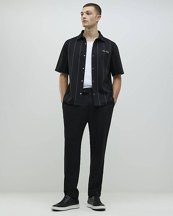 nero vestibilità regolare gessato shirt