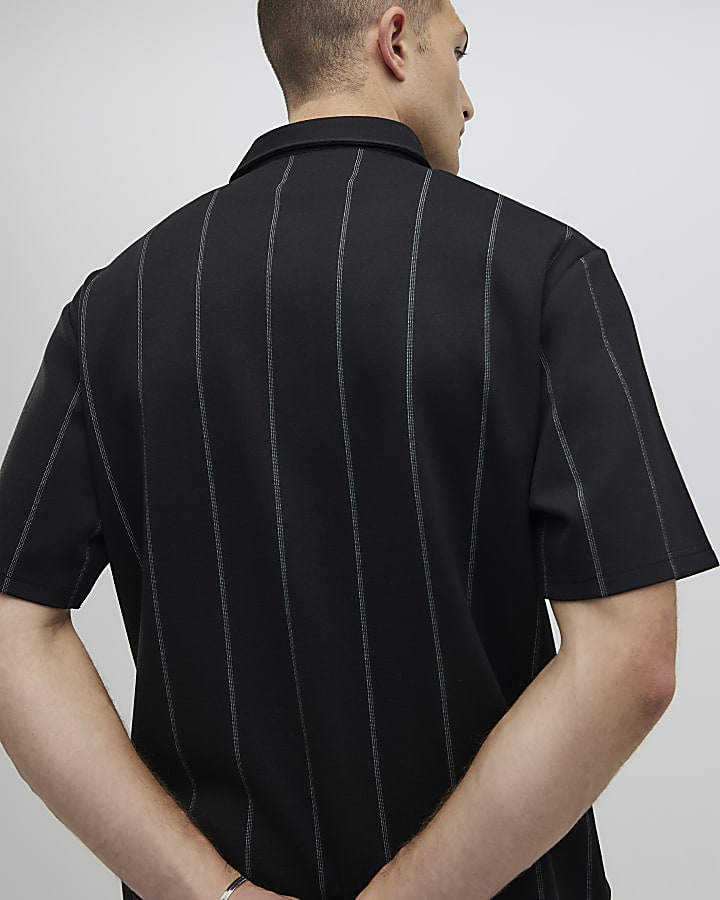 nero vestibilità regolare gessato shirt